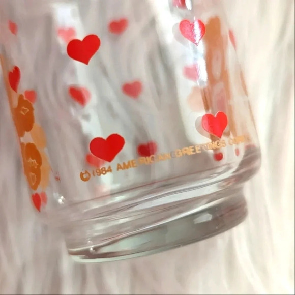 1984 Care Bears Juice Glasses Set of 2- Tenderheart Bear- American Greetings cup - Picture 5 of 5
